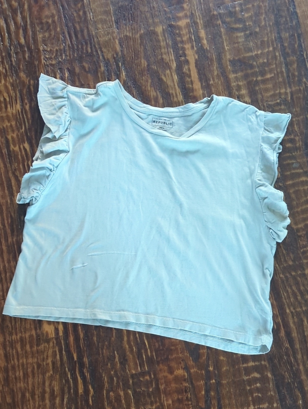 For The Republic Pale Blue Flutter Sleeve Tee